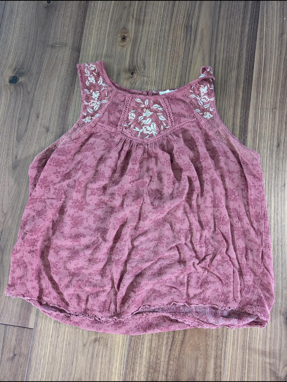 Embroidered Mauve Tank Top